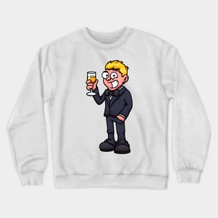 Cool Handsome Man In Suit Drinking Champagne Crewneck Sweatshirt